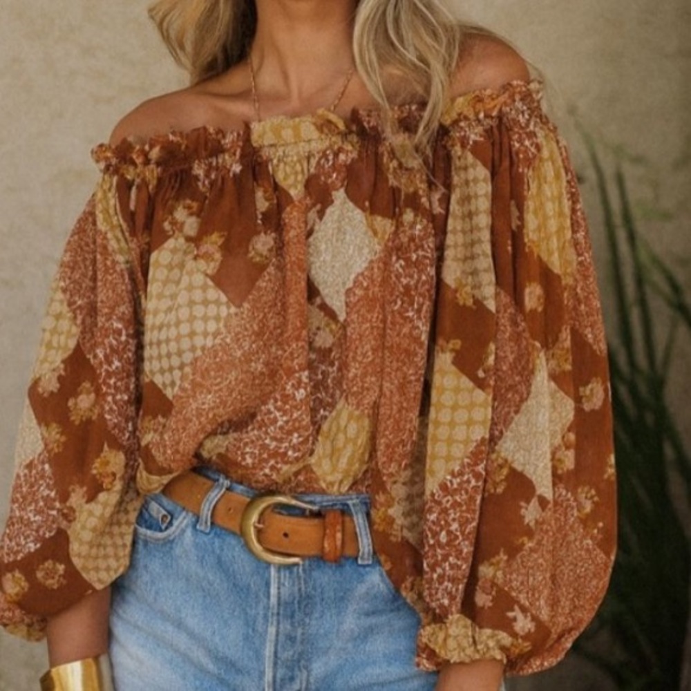 Live 4 Truth Patchwork Off-Shoulder Blouse NWT - image 2